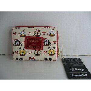 Disney Loungefly Mickey & Friends Faces Wallet With Zipper Closure
